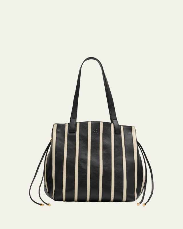 Alma Striped Leather Everyday Tote Bag